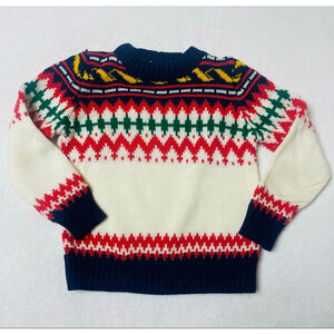 Boys' Unbranded Fair Isle Sweater size 4/5 White Red Green